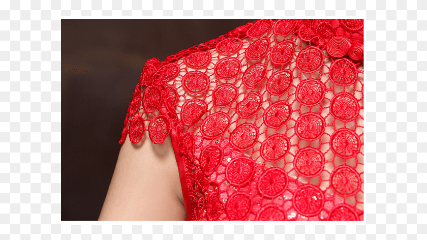 601x412 Red Circle Pattern Lace Mandarin Collar Cap Sleeve Lace, Rug, Clothing, Apparel HD PNG Download