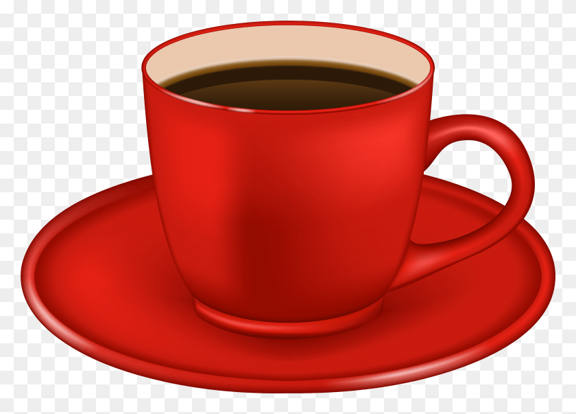 6168x4300 Red Coffee Cup Clipart Image Red Coffee Cup, Saucer, Pottery, Cup HD PNG Download