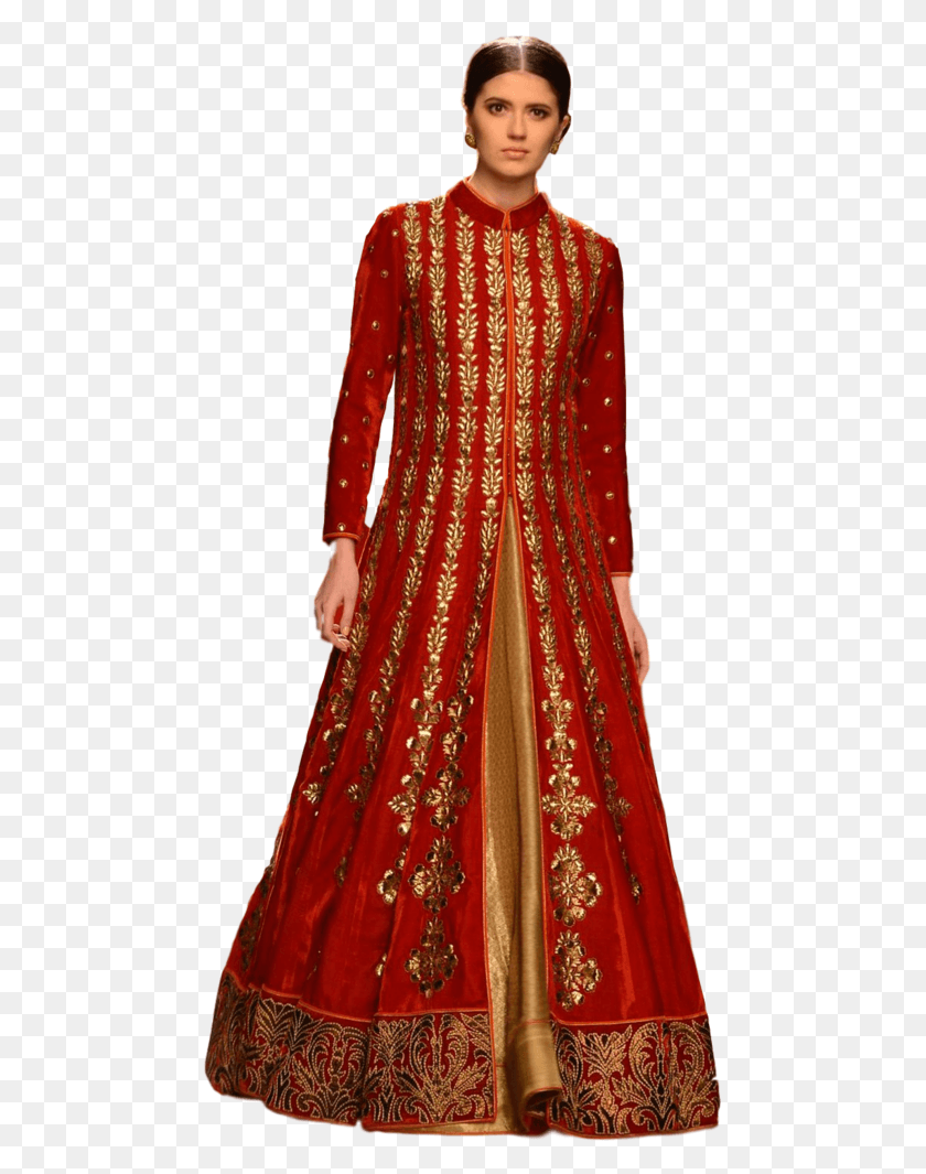 471x1005 Red Color Jacket Lehenga In Velvet Gown, Clothing, Apparel, Dress HD PNG Download