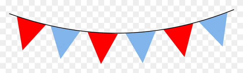 1281x321 Red Decorations Blue Triangle Banner Party Flags Red White And Blue Bunting Transparent Background, Symbol, Star Symbol HD PNG Download