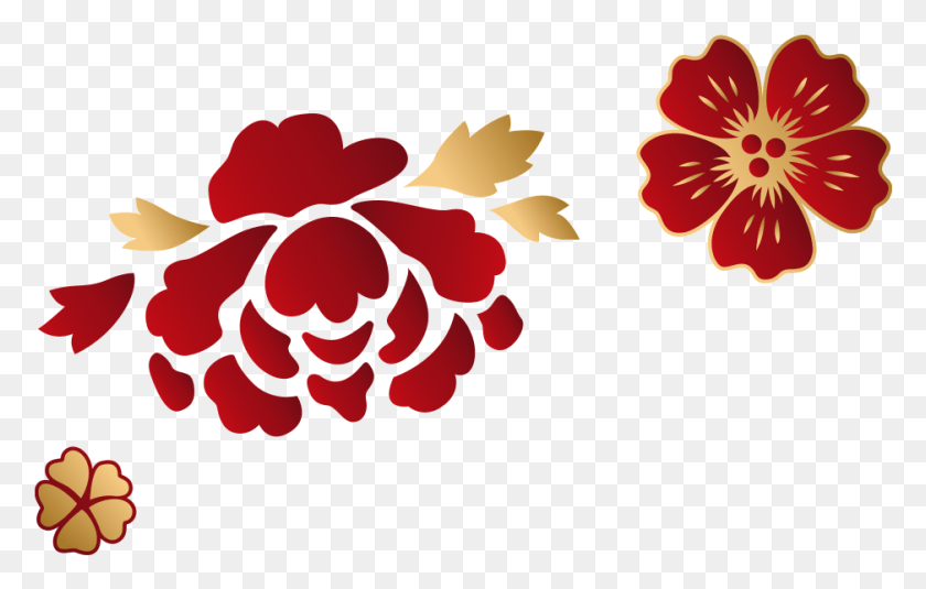 938x572 Red Delicate Peony Decoration Vector Illustration, Leaf, Plant, Flower Descargar Hd Png