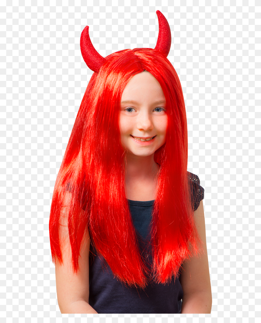 527x978 Red Devil Wig Halloween At Toys Devil Wig, Hair, Person, Human HD PNG Download