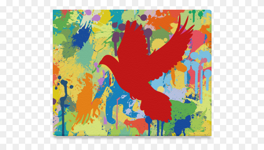 516x420 Красный Голубь Белый Красочный Сплат Полный Холст Печать Орел, Животное Hd Png Скачать