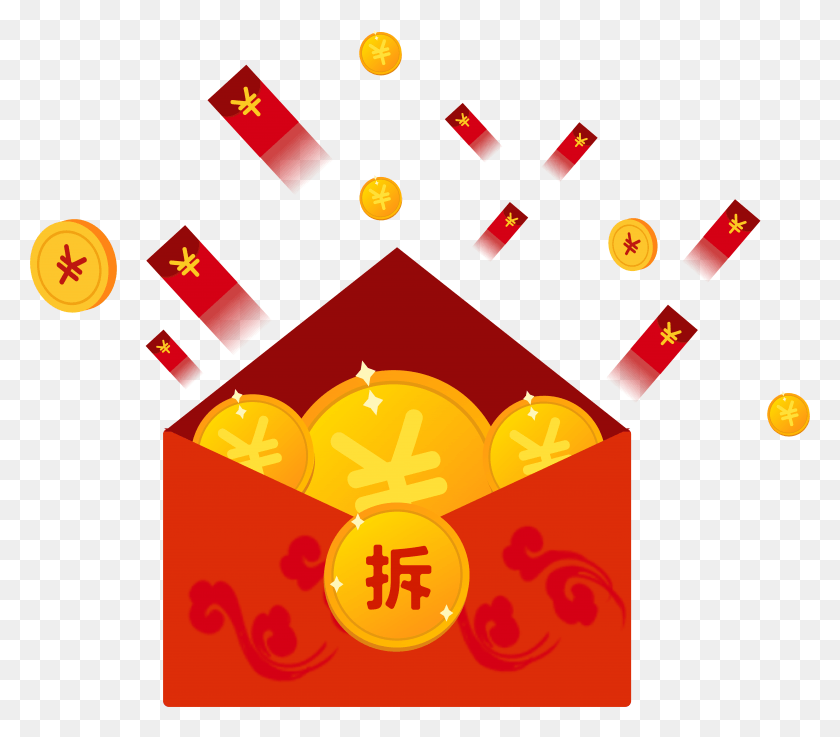 6626x5756 Red Envelope New Year Floating Paying And Vector, Paper, Text, Graphics HD PNG Download