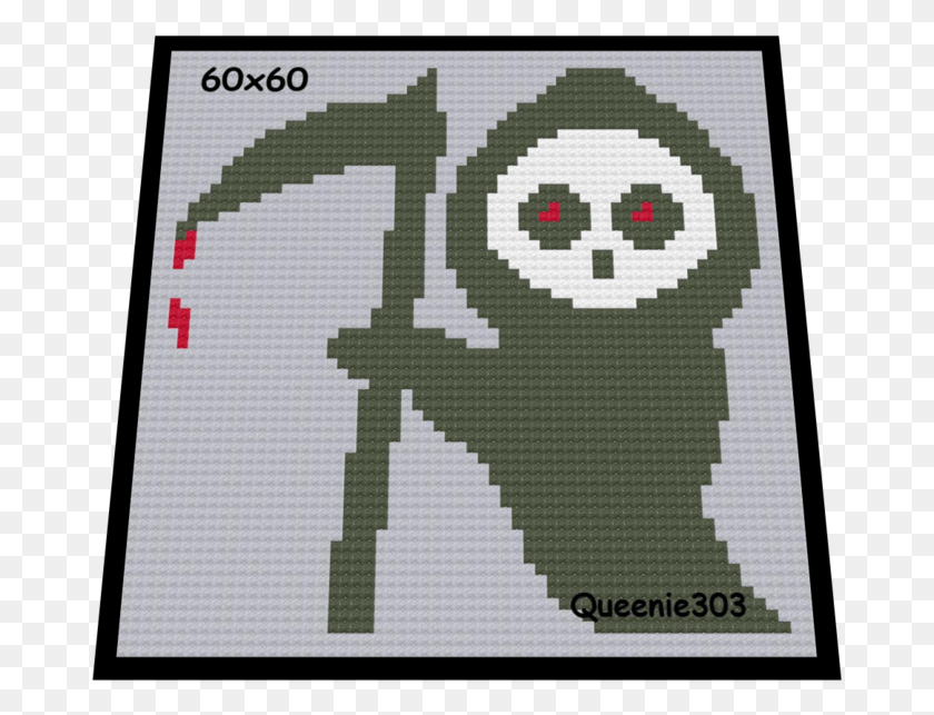 677x583 Red Eye Reaper Cross Stitch, Rug, Text HD PNG Download