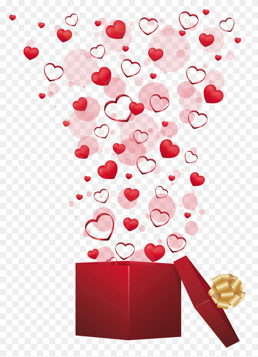 6071x8579 Red Gift With Hearts Clipart Picture, Graphics, Paper HD PNG Download