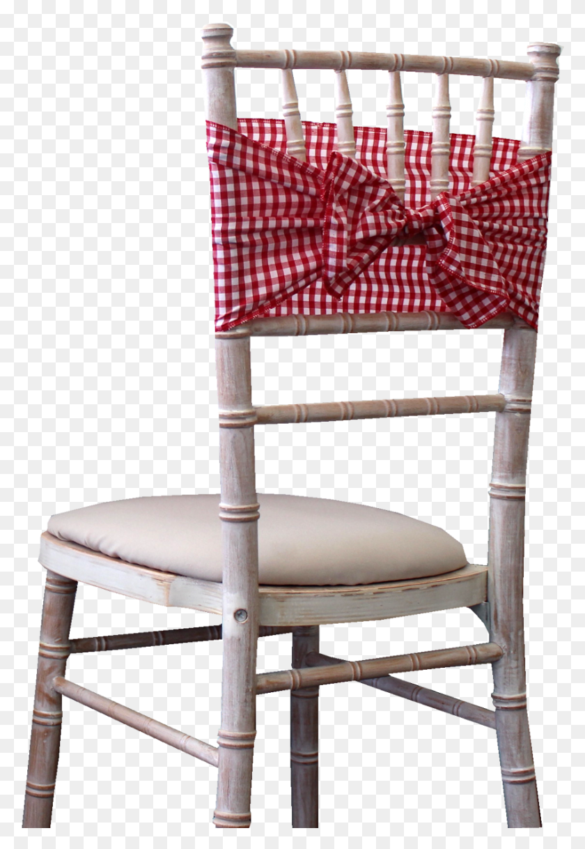 848x1259 Red Gingham Chair Sash Chiavari Chair, Furniture, Crib, Cushion Descargar Hd Png