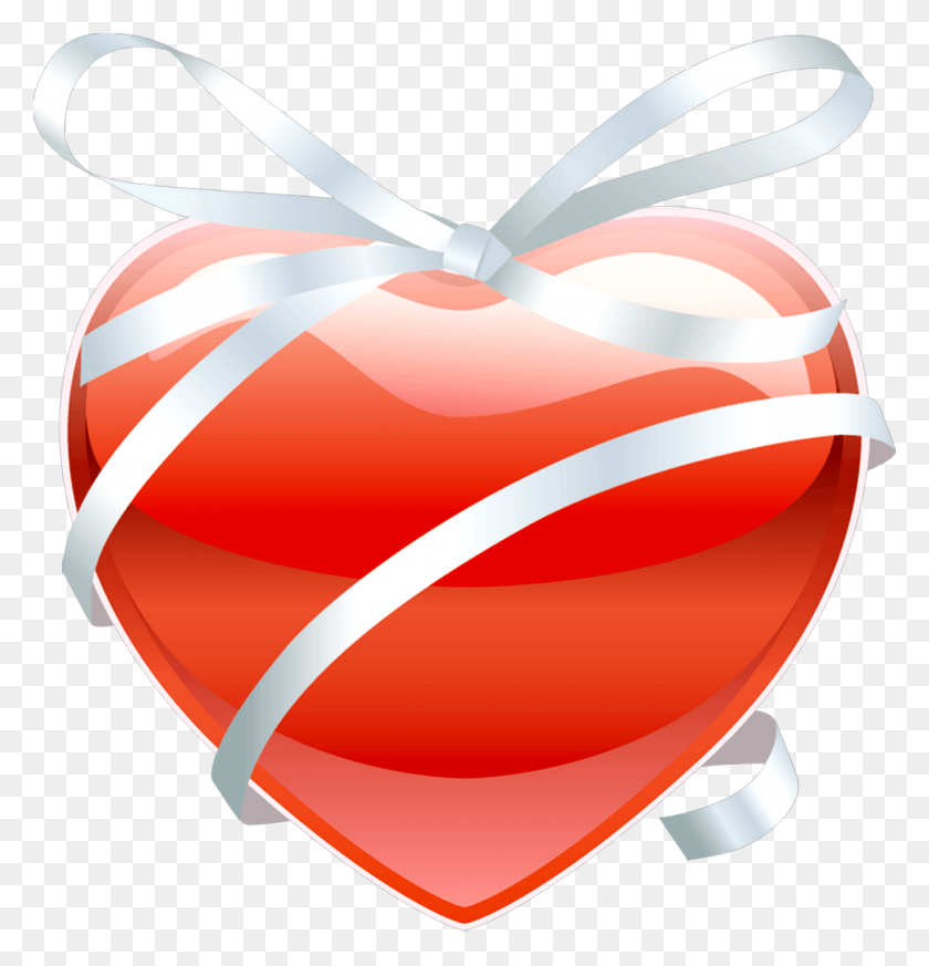 1200x1252 Red Heart With Ribbon Vector, Balloon, Ball, Gift HD PNG Download