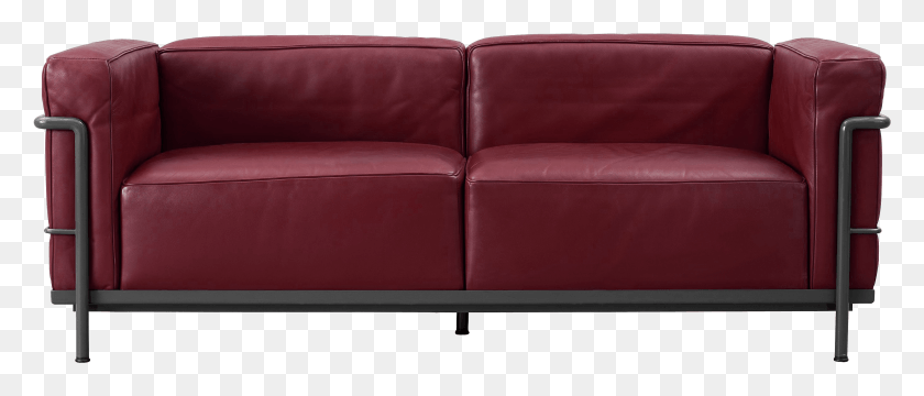 2743x1058 Red Leather Lobby Couch Picture Sofa Bed, Furniture, Armchair HD PNG Download