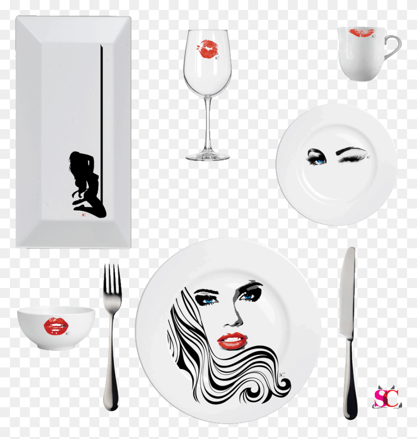 865x914 Red Lips Set Illustration, Glass, Wine, Alcohol HD PNG Download