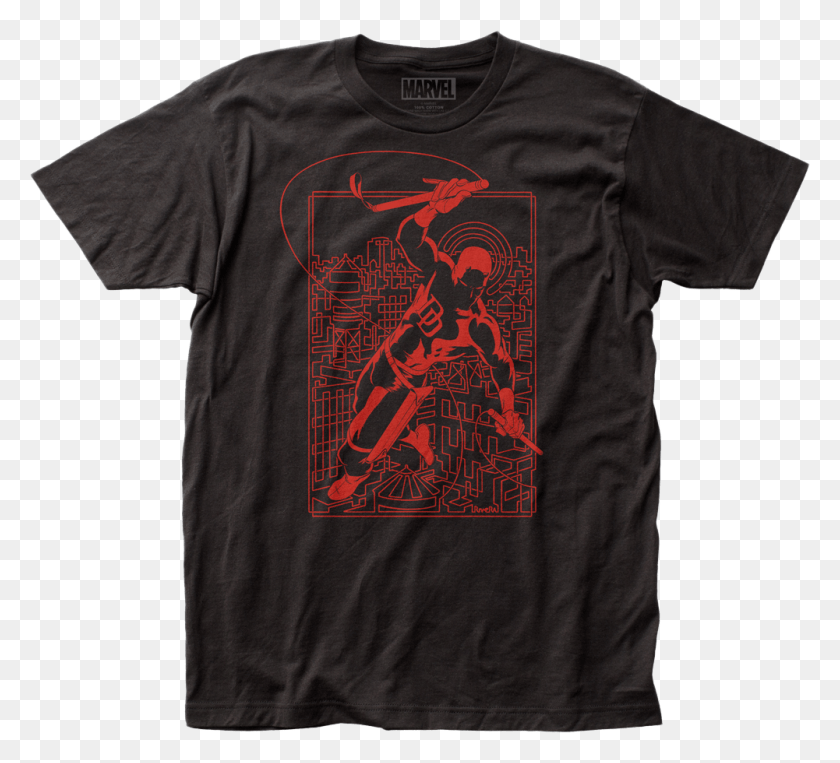 1001x903 Red Outline Daredevil T Shirt Joy Division T Shirt, Clothing, Apparel, T-shirt HD PNG Download