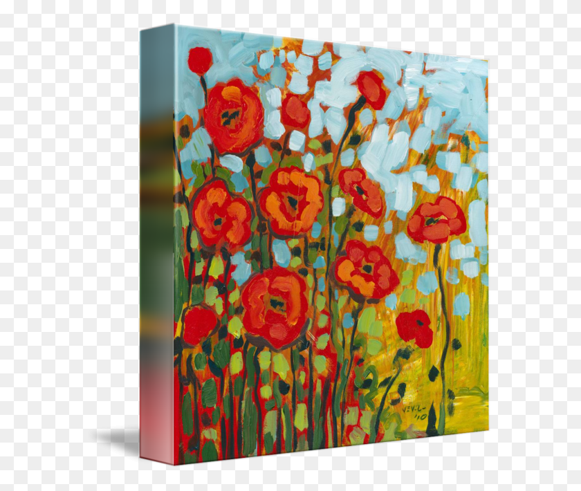 589x650 Red Poppy Field By Jennifer Lommers Paint A Poppy Field, Rug HD PNG Download
