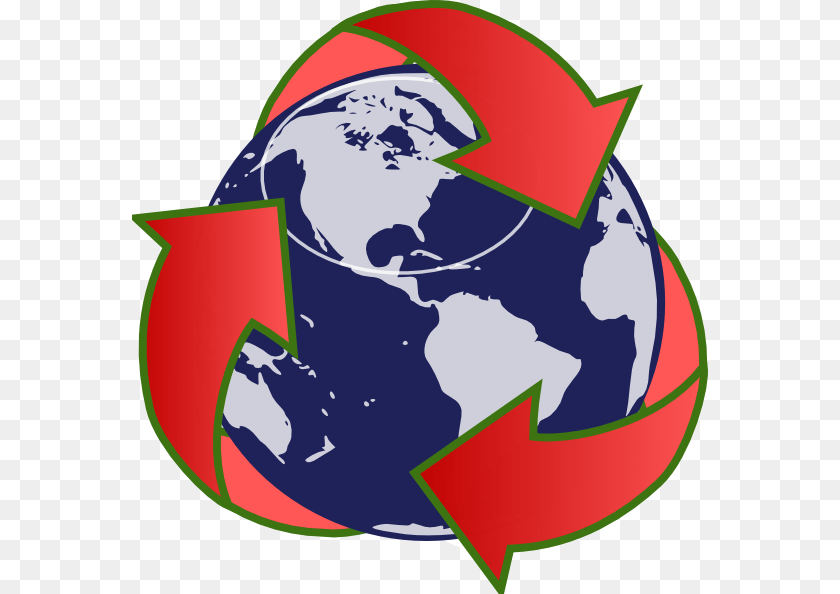 576x594 Red Recycling Globe Clip Art, Recycling Symbol, Symbol, Face, Head Sticker PNG