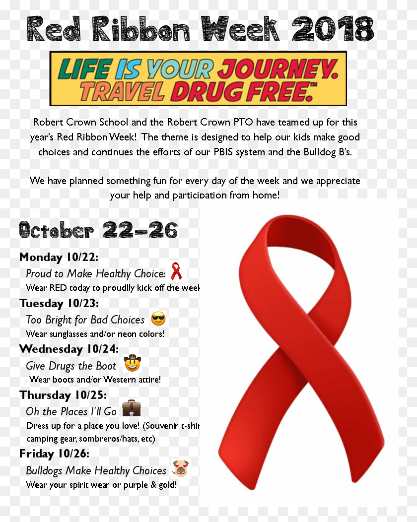 766x992 Red Ribbon Week 2018 Life Is A Journey Travel Drug Free Door Decorations, Text, Alphabet, Logo HD PNG Download
