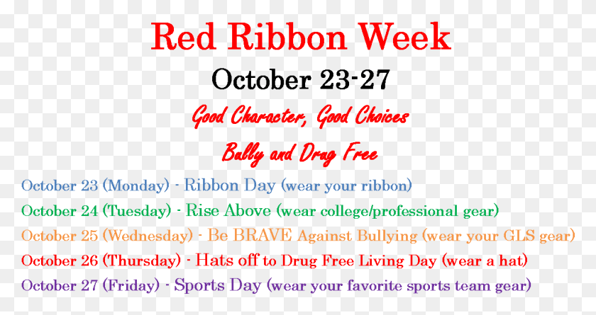 1197x592 Red Ribbon Week Flyer, Text, Handwriting, Alphabet HD PNG Download