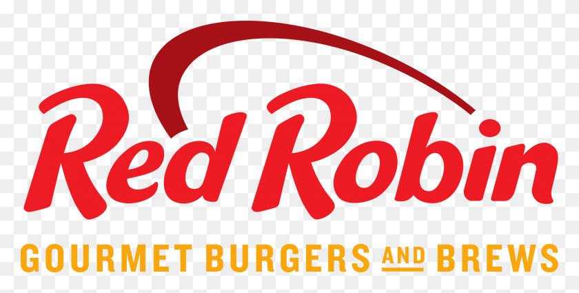 2400x1124 Логотип Red Robin Прозрачный Логотип Red Robin Gourmet Burgers, Текст, Число, Символ Hd Png Скачать