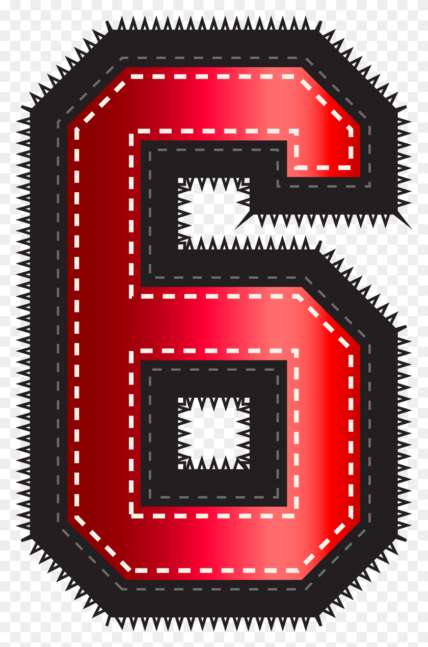 3166x4909 Red Sport Style Number Six Clip Art Image Red Number Nine, Pac Man, Text, Electronic Chip HD PNG Download