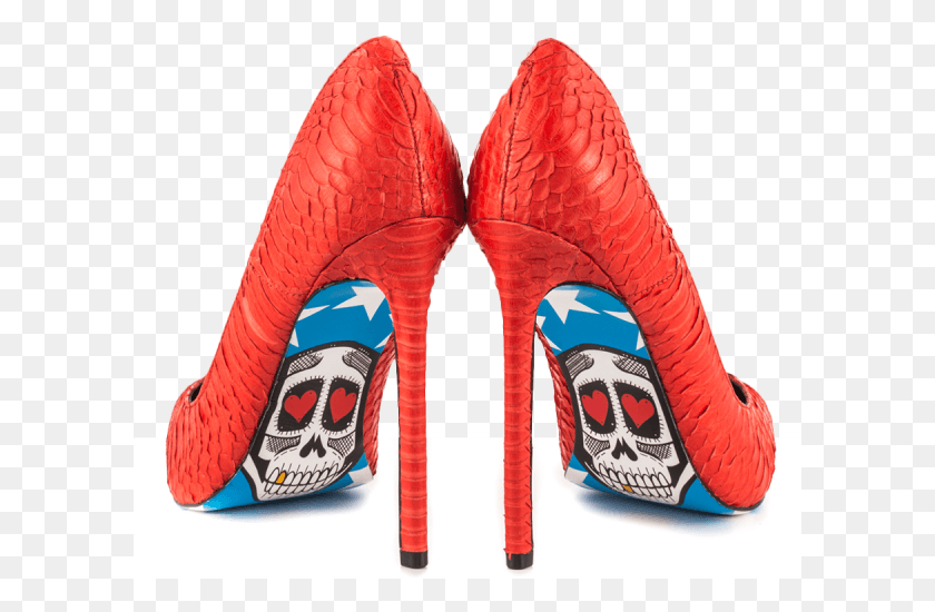 601x490 Red Stiletto Heels Skull Print Python Sexy Pumps Image Thomas The Tank Engine, Clothing, Apparel, Shoe HD PNG Download