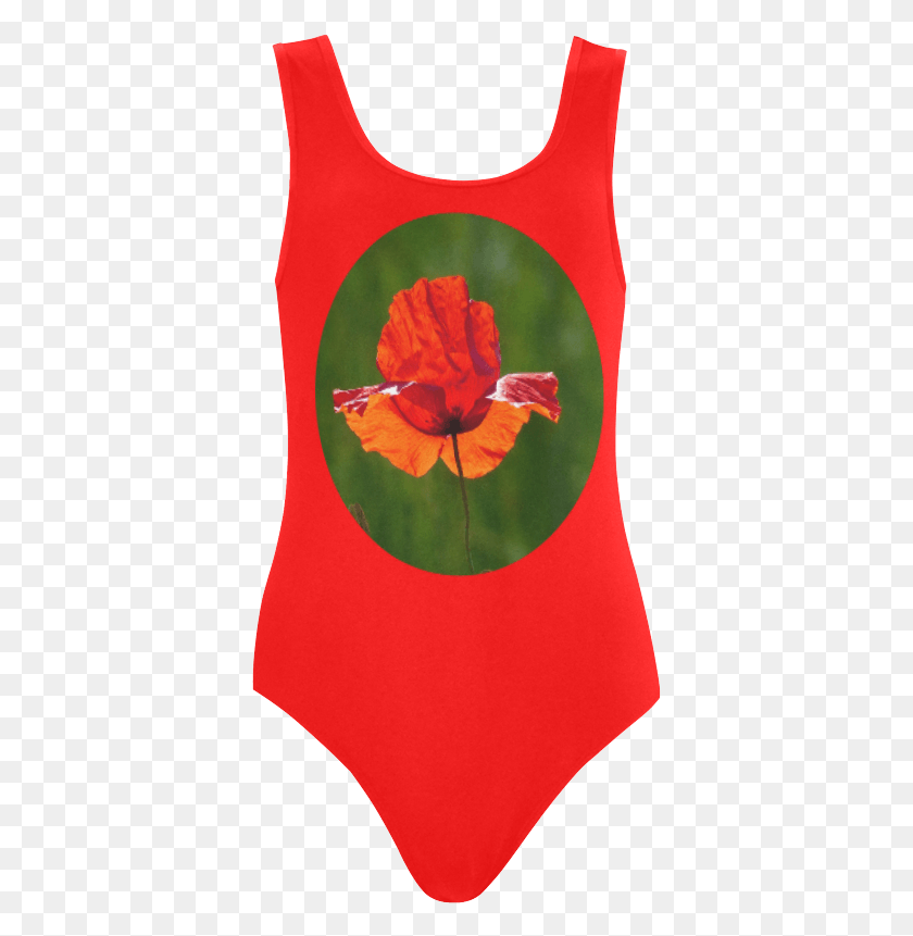 377x801 Red Vest Piece Swimsuit Summery Style One Piece Swimsuit, Hibiscus, Flower, Plant Descargar Hd Png