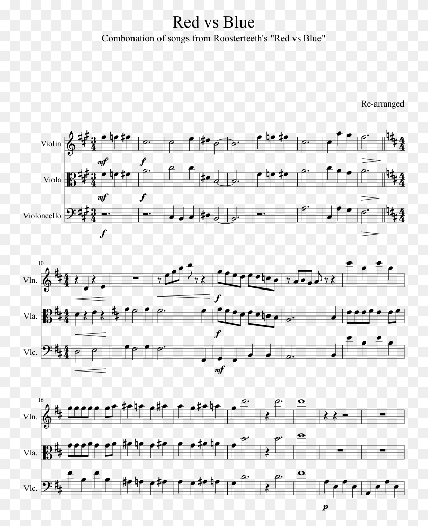 751x972 Red Vs Blue Sheet Music Composed By Re Arranged 1 Of Blood Gulch Blues Violin Sheet Music, Gray, World Of Warcraft HD PNG Download