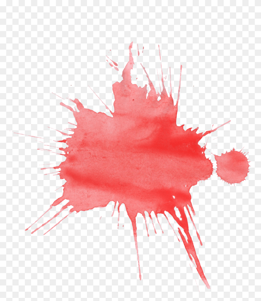 877x1024 Красная Акварель Брызги Изобразительное Искусство, Лист, Растение, Плакат Hd Png Скачать