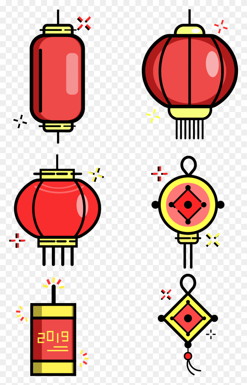 833x1332 Red Winter Elements Spring Festival Lanterns And, Pac Man, Lantern, Lamp HD PNG Download