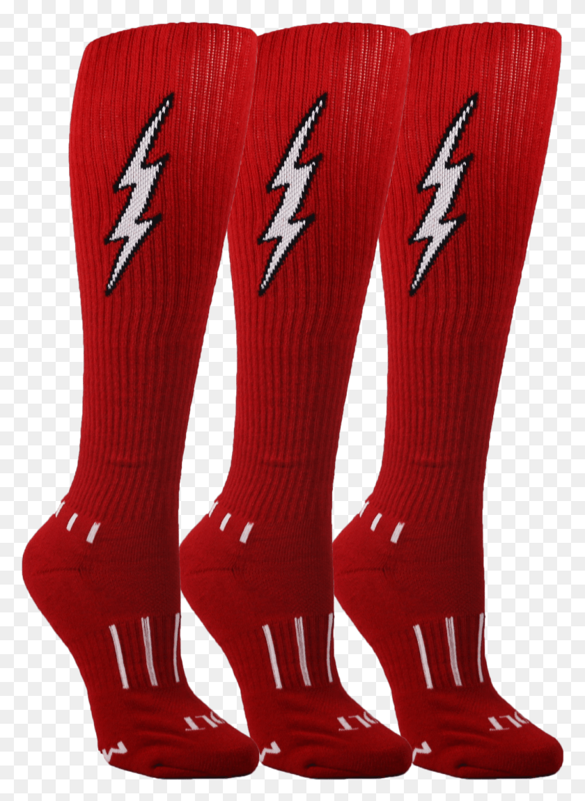 1300x1819 Red With White Insane Bolt Sock, Clothing, Apparel, Footwear HD PNG Download