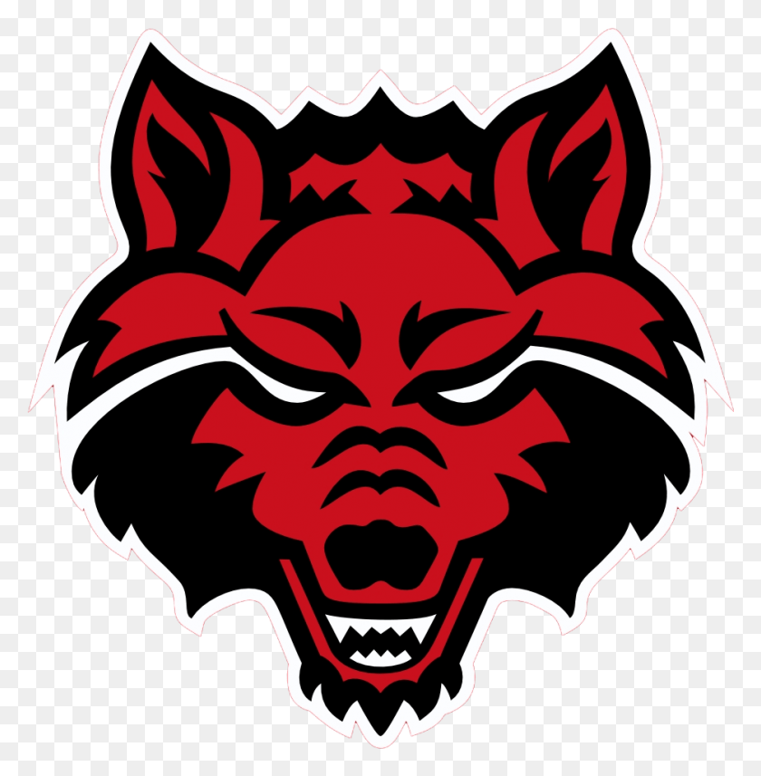 932x953 Красный Волк Логотип Государственного Университета Арканзаса Горячие Девушки Обои Красные Волки Футбол, Графика, Маска Hd Png Скачать