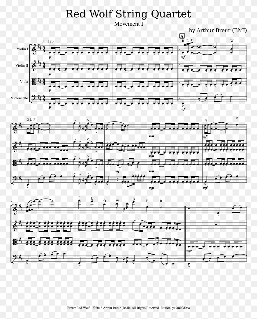774x984 Red Wolf String Quartet Movement 1 Sheet Music For, Gray, World Of Warcraft HD PNG Download
