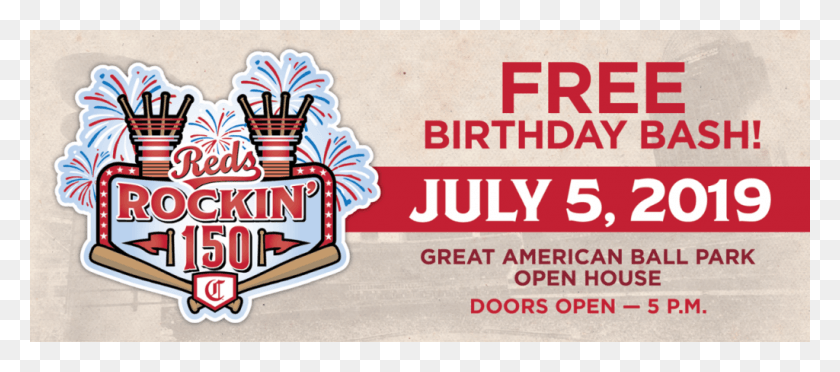 1024x410 Reds Rockin39 150 To Be The Biggest Birthday Bash Reds Logos And Uniforms Of The Cincinnati Reds, Leisure Activities, Paper, Poster HD PNG Download
