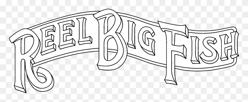 2400x888 Reel Big Fish Logo Black And White Line Art, Text, Alphabet, Gun HD PNG Download