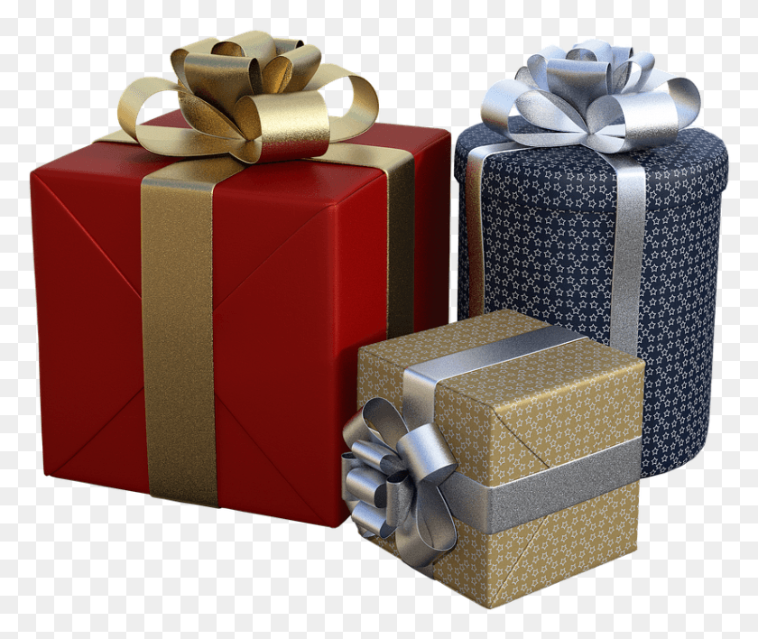826x687 Regalos Navidad Lazo Envasados ​​Render Gift, Коробка, Картон, Картон Hd Png Скачать