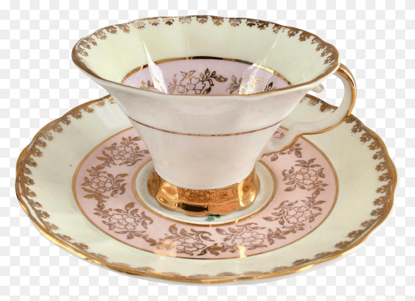 1819x1285 Регентство Англия Розовая И Золотая Филигранная Кость Китай Чайная Чашка, Блюдце, Керамика, Мороженое Png Скачать