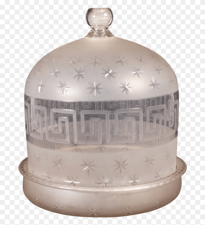 692x863 Regency Star Cut And Greek Key Etched Glass Cheese Dome, Icing, Cream, Cake HD PNG Download