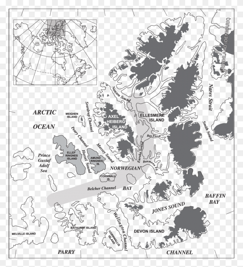 850x942 Regional Map Of The Queen Elizabeth Islands And The Queens Elizabeth Island Glaciers On Map, Poster, Advertisement, Text HD PNG Download