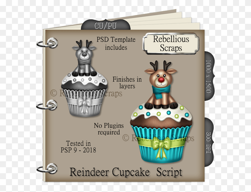 600x583 Reindeer Cupcake Psp9 Scripts Bomb, Cream, Cake, Dessert HD PNG Download