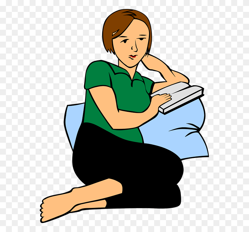 571x720 Relax Clipart Relaxed Person Adult Reading Clipart, Human, Female, Girl Descargar Hd Png