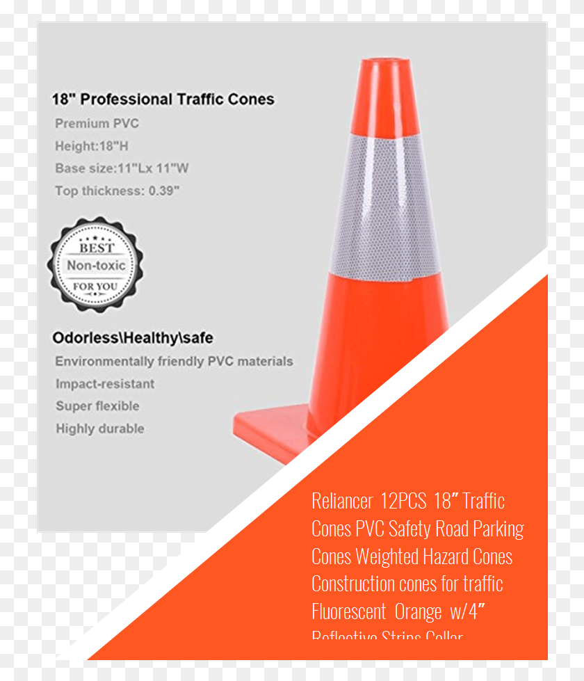 736x919 Reliancer 12pcs 18 Traffic Cones Pvc Safety Road Parking Brochure, Flyer, Poster, Paper HD PNG Download