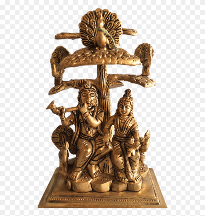 538x824 La Religiosa Radhakrishna Sentado Bajo El Árbol Con El Señor Radha Krishna Bajo El Árbol De Latón, Cruz, Símbolo, Estatuilla Hd Png