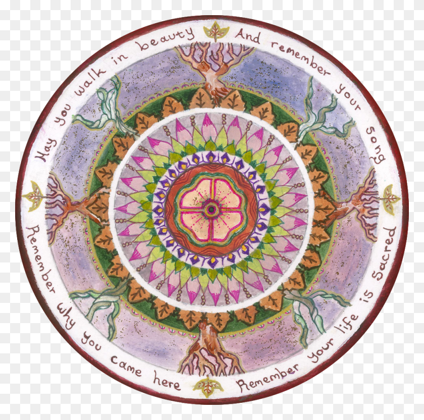 977x968 Remember Your Song Mandala Sticker Yoga Art Sacred Circle, Porcelain, Pottery HD PNG Download