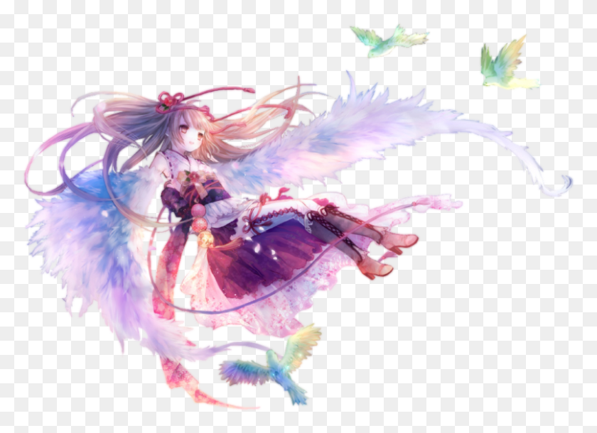 804x567 Render Anime Anime Angel Girl Render, Graphics, Flower HD PNG Download