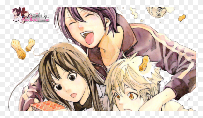 819x452 Descargar Png Render Noragami Yato Hiyori And Yukine By Panelletdelimon Noragami Trio, Manga, Comics, Libro Hd Png