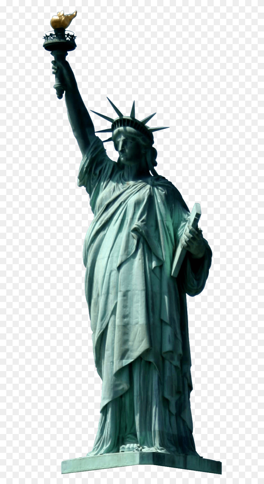 572x1479 Render Statue De La Liberte New York Ellis Island Couronne Statue Of Liberty, Sculpture, Person HD PNG Download