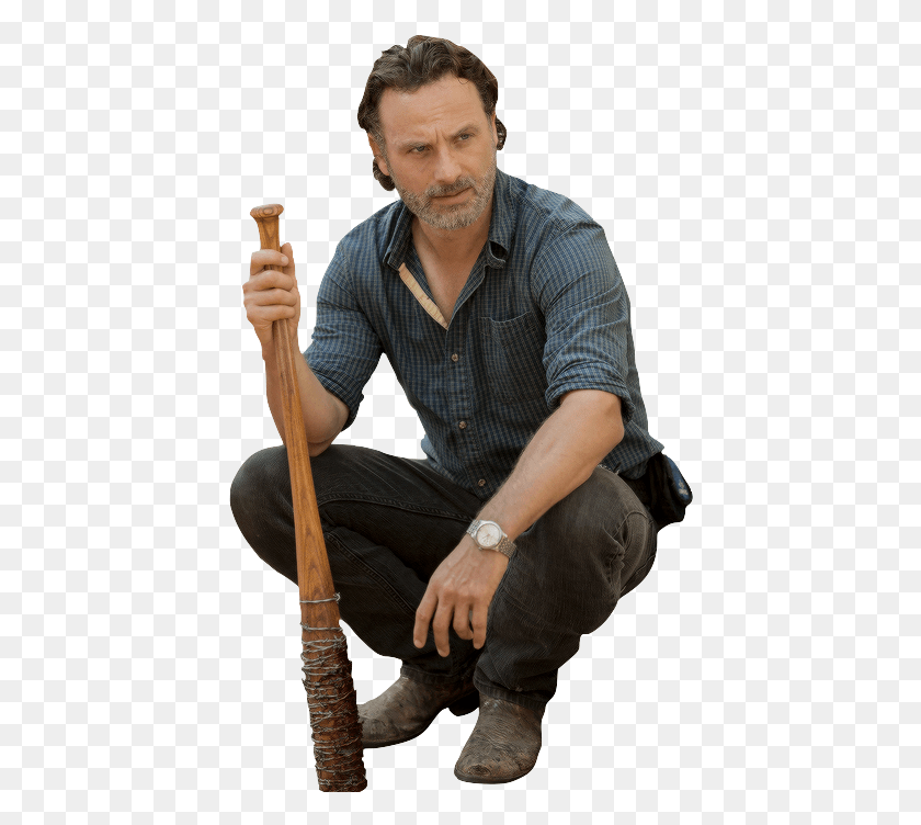 424x692 Descargar Png Renlo Gt Negans Dick Andrew Lincoln Rick Grimes The Twd Rick With Lucille, Persona, Humano, Ropa Hd Png