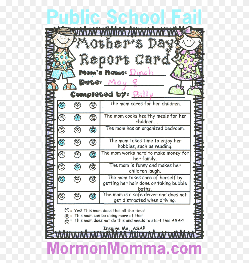 551x830 Report Card Fail Mothers Day Report Card From Clueless Report Card For Mom, Word, Text, Label HD PNG Download