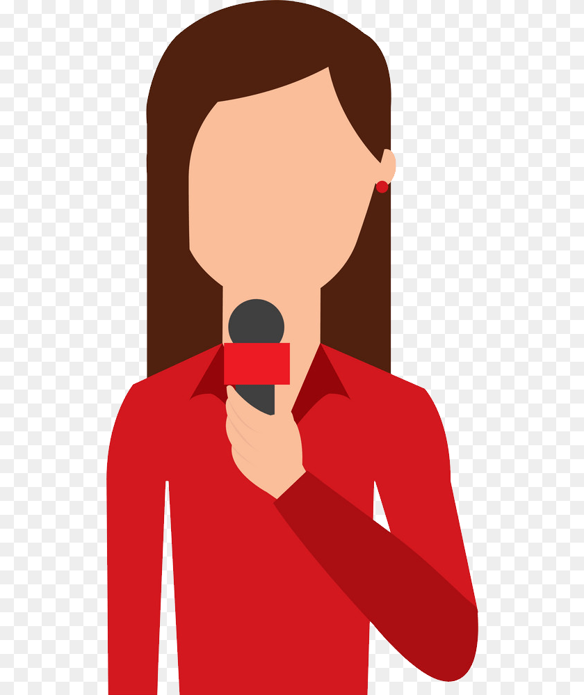 535x999 Reporter, Microphone, Neck, Head, Face Sticker PNG