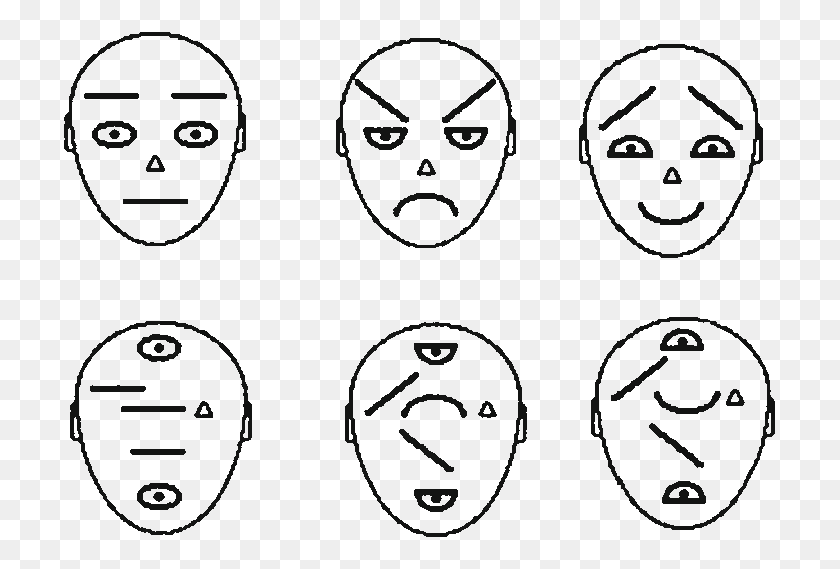 714x509 Representations Of Upright Face Pictures Used In Experiment Line Art, Label, Text, Stencil HD PNG Download