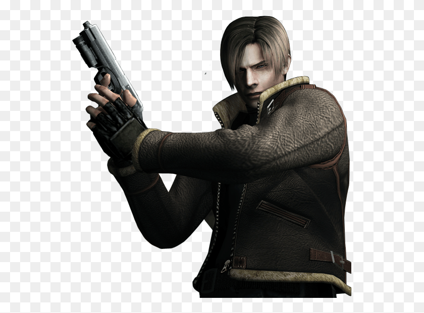 555x561 Resident Evil 4 Images Leon Wallpaper And Background Resident Evil 4 Render, Person, Human, Handgun HD PNG Download