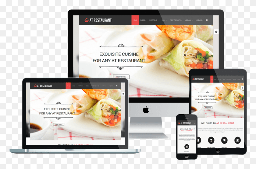 887x565 Responsive Restaurant Design Website Template Responsive, Computer, Electronics, Mobile Phone HD PNG Download
