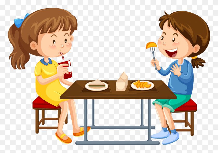 1473x1001 Restaurant Clipart Cafeteria Building Girls Eating Cartoon, Person, Human, Food HD PNG Download